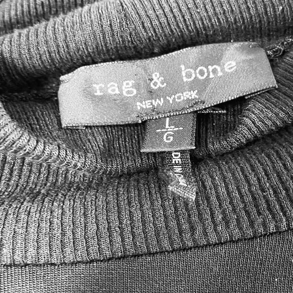 Rag & Bone Shaw Black Turtleneck Long Sleeve Drape Shift Dress Size L - Picture 8 of 9